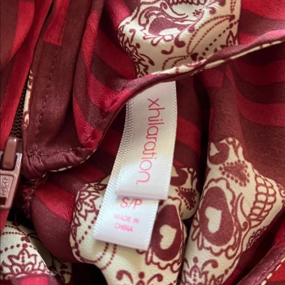 XHILARATION SUGAR SKULL PRINT FIT AND FLARE MINI DRESS RED size S - Picture 8 of 8